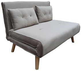 Josuane sofa-bed two-seater gray velvet and natural wood leg 117x80x81cm 117x80x81 εκ.