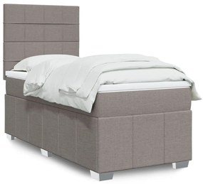 Κρεβάτι Boxspring με Στρώμα Taupe 90x200 εκ. Υφασμάτινο - Μπεζ-Γκρι