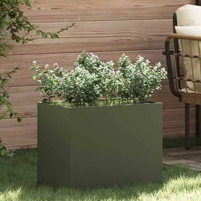 vidaXL Γλάστρα Κήπου Λαδί 50 x 32 x 40 εκ. Κρύα έλαση από χάλυβα