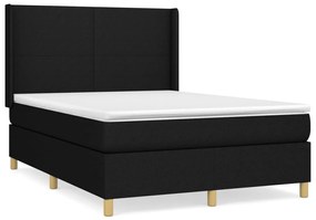 vidaXL Κρεβάτι Boxspring με Στρώμα Μαύρο 140x190 εκ. Υφασμάτινο