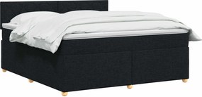 vidaXL Κρεβάτι box spring με στρώμα Μαύρο 160 x 200 cm Ύφασμα
