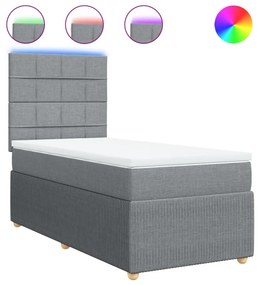 vidaXL Κρεβάτι Boxspring με Στρώμα Ανοιχτό Γκρι 90x190 εκ. Υφασμάτινο