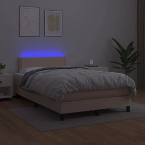 Κρεβάτι Boxspring Στρώμα&amp;LED Καπουτσίνο 120x200 εκ. Συνθ. Δέρμα - Καφέ