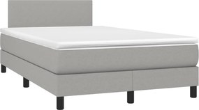 vidaXL Κρεβάτι Boxspring με Στρώμα &amp; LED Αν.Γκρι 120x190εκ. Υφασμάτινο