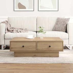 vidaXL Τραπέζι Καφέ Μασίφ Δρυς Λούστρο, MDF 90 x 90 x 28 εκ. Αποθήκευση