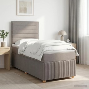 vidaXL Κρεβάτι box spring με στρώμα Taupe 90 x 190 cm Ύφασμα