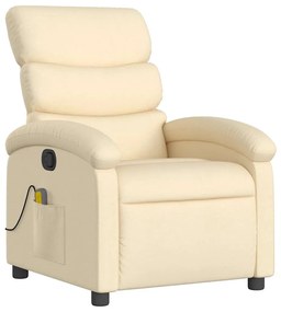 vidaXL Πολυθρόνα Μασάζ Ανακλινόμενη Κρεμ Υφασμάτινη