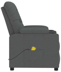 vidaXL Πολυθρόνα Μασάζ Σκούρο Γκρι Υφασμάτινη