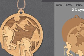 Σετ των 3 Intra απο ξύλο plywood 3mm-4mm πάχος - Στολίδι Climb Mountains Cut Laser  Δίασταση 6x6 cm INTRAFABR-112011307