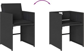 vidaXL Σετ Τραπεζαρίας Κήπου 13τεμ. Μαύρο από Συνθ. Ρατάν με Μαξιλάρια