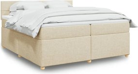 vidaXL Κρεβάτι Boxspring με Στρώμα Κρεμ 200x200 εκ. Υφασμάτινο