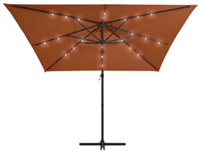 Ομπρέλα Κρεμαστή με LED Φώτα Τερακότα 250 x 250 εκ. - Καφέ