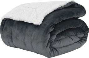 vidaXL Κουβέρτα Σκούρο Γκρι 240 x 270 εκ. Μαλλί