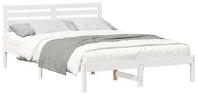 vidaXL Σκελετός Κρεβατιού Λευκό 140 x 210 cm Μασίφ ξύλο πεύκου