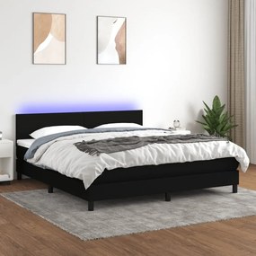 ΚΡΕΒΑΤΙ BOXSPRING ΜΕ ΣΤΡΩΜΑ &amp; LED ΜΑΥΡΟ 160X200 ΕΚ. ΥΦΑΣΜΑΤΙΝΟ 3133007