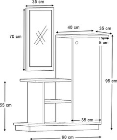 Έπιπλο εισόδου Cute Megapap χρώμα καρυδί 90x35x95εκ.