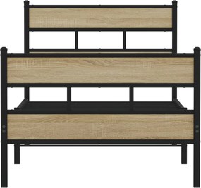 vidaXL Σκελετός Κρεβ. Χωρίς Στρώμα Sonoma Δρυς 100x190 εκ. Μεταλλικό