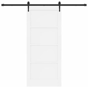 vidaXL Συρόμενη Πόρτα Λευκό 86 x 198.5 cm Μασίφ ξύλο πεύκου
