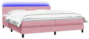 vidaXL Box Spring κρεβάτι με στρώμα ροζ 200x220 cm Βελούδινο