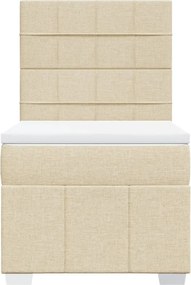 vidaXL Κρεβάτι Boxspring με Στρώμα Κρεμ 90x200 εκ.Υφασμάτινο