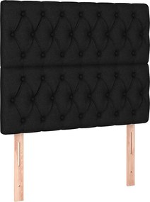 vidaXL Κρεβάτι Boxspring με Στρώμα Μαύρο 90x200 εκ. Υφασμάτινο