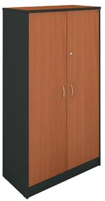 WOODWELL ΕΟ124,5ΝΤΟΥΛΑΠΑ-Α Γραφείου Δίφυλλη, 4 Ράφια, Απόχρωση Dark Grey - Cherry 80x40x172cm ΕΟ124,5