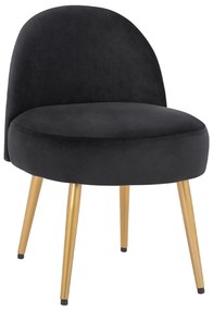 Stool with back Yasmine from black velvet &amp; gold legs  47x43x65cm