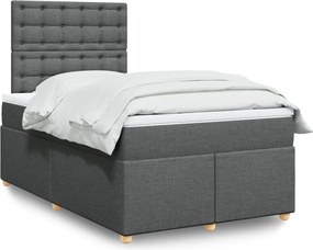 vidaXL Κρεβάτι Boxspring με Στρώμα Σκούρο Γκρι 120x190 εκ Υφασμάτινο