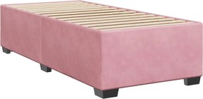 vidaXL Κρεβάτι Boxspring με Στρώμα Ροζ 90x200 εκ. Βελούδινο