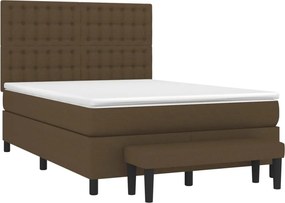 vidaXL Κρεβάτι Boxspring με Στρώμα Σκούρο Καφέ 140x190 εκ. Υφασμάτινο