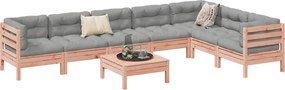 vidaXL Καναπές Κήπου Σετ 8 Τεμ. Μασίφ Ψευδοτσούγκα Ελάτης Μαξιλάρια