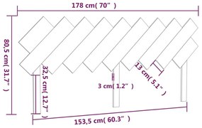 Κεφαλάρι Κρεβατιού 178x3x80,5 εκ. από Μασίφ Ξύλο Πεύκου - Καφέ