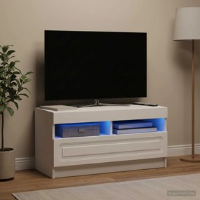 vidaXL Ντουλάπα LED Τηλεόρασης Λευκό Επεξεργασμένο Ξύλο