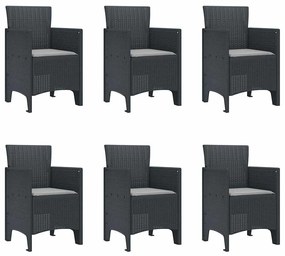 vidaXL Σέτ φαγητού για κήπο 7 pcs Ανθρακί Rattan Polt