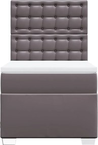 vidaXL Κρεβάτι Boxspring με Στρώμα Γκρι 80 x 200 εκ. Συνθετικό Δέρμα