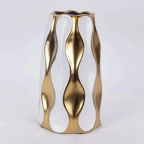 Βάζο Κεραμικό 752-20065 15x15x31cm White-Gold Estheti Home Ceramic