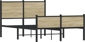 vidaXL Σκελετός Κρεβ. Χωρίς Στρώμα Sonoma Δρυς 120x200 εκ. Μεταλλικό