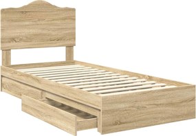 vidaXL Κρεβάτι Αποθήκης Δρύς Sonoma 100 x 200 cm Επεξεργασμένο ξύλο