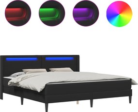 vidaXL Σκελετός κρεβατιού με στρώμα Μαύρο 180 x 200 cm Τεχνητό Δέρμα