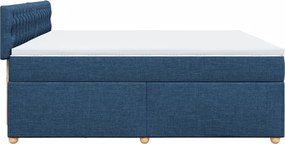 vidaXL Κρεβάτι Boxspring με Στρώμα Μπλε 200x200 εκ. Υφασμάτινο
