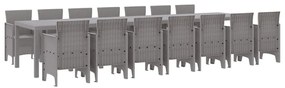 vidaXL Σέτ φαγητού για κήπο 15 pcs Ανοιχτό γκρι Rattan Polt