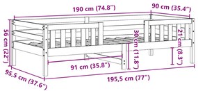 Σκελετός Κρεβατιού Χωρίς Στρώμα 90x190 εκ Μασίφ Ξύλο Πεύκου - Καφέ