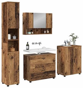 vidaXL Σετ Επίπλων Μπάνιου με ράφι 4 pcs Παλαιό ξύλο 30 x 35 x 192 εκ.