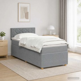 vidaXL Κρεβάτι box spring με στρώμα Ανοιχτό γκρι 100 x 200 cm Ύφασμα