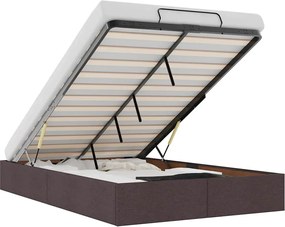 vidaXL Οθωμανικό πλαίσιο κρεβατιού χωρίς στρώμα Σκούρο καφέ Ύφασμα