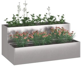vidaXL Γλάστρα Κήπου Ασημί 100 x 60 x 45 εκ Ανοξείδωτο ατσάλι