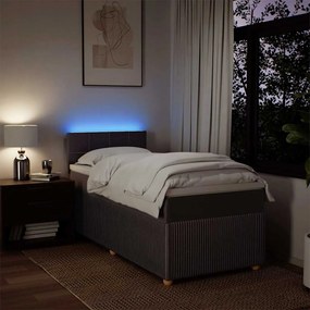 vidaXL Κρεβάτι Boxspring με Στρώμα Σκούρο Καφέ 90x200 εκ. Υφασμάτινο