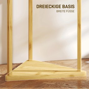 HOMCOM Κρεμάστρα, Ραφιέρα από μπαμπού, 9 γάντζοι, 3 ράφια, Φυσικό χρώμα