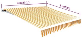 vidaXL Τεντόπανο Έντονο Κίτρινο/Λευκό 4x3 μ Καραβόπανο (Χωρίς Πλαίσιο)