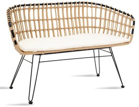 Καναπές 2θέσιος Naoki μέταλλο μαύρο-pe φυσικό 120x55x79εκ 120x55x79 εκ.